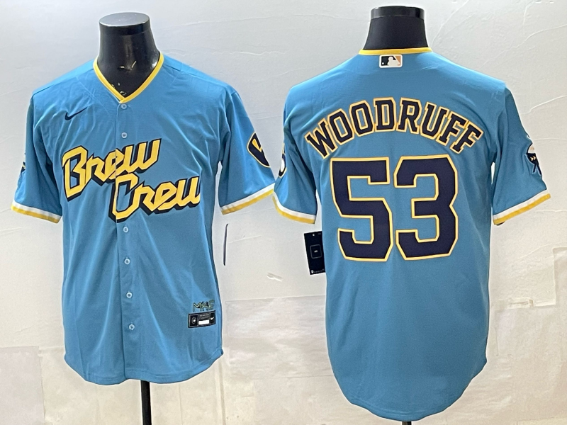 Men 2025 Milwaukee Brewers #53 Woodruff blue Game Nike MLB Jersey2026005->milwaukee brewers->MLB Jersey